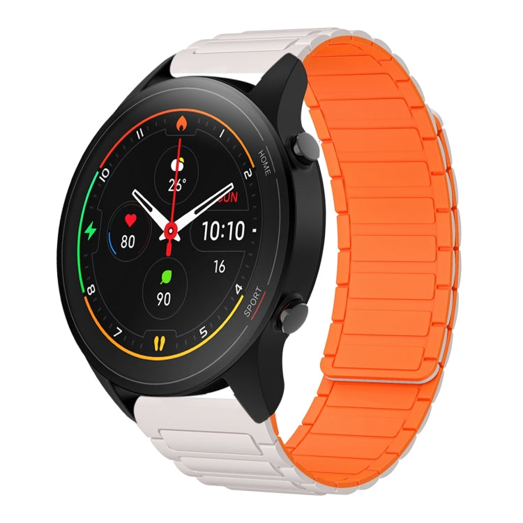 For Xiaomi Watch S1 Pro 22mm I-shaped Magnetic Silicone Watch Band(Starlight+Orange) by bashfashion