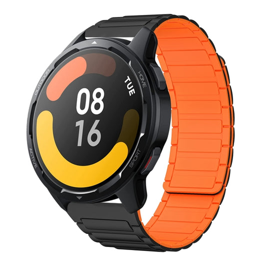 For Xiaomi watch S1 Active 22mm I-shaped Magnetic Silicone Watch Band(Black+Orange) by bashfashion