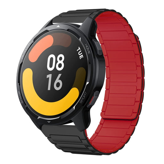 For Xiaomi watch S1 Active 22mm I-shaped Magnetic Silicone Watch Band(Black+Red) by bashfashion