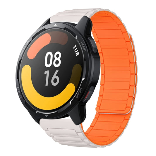 For Xiaomi watch S1 Active 22mm I-shaped Magnetic Silicone Watch Band(Starlight+Orange) by bashfashion