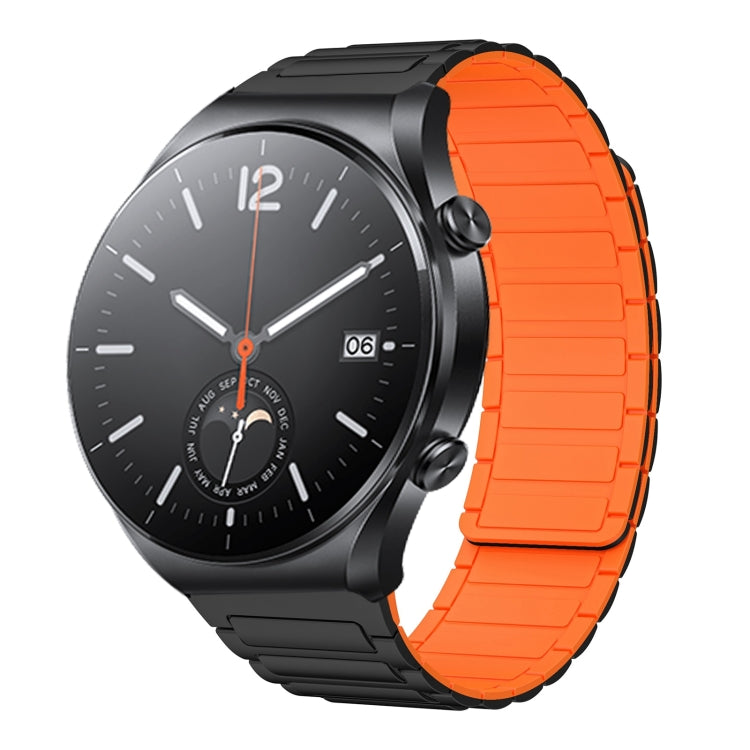 For Xiaomi Watch S1 22mm I-shaped Magnetic Silicone Watch Band(Black+Orange) by bashfashion
