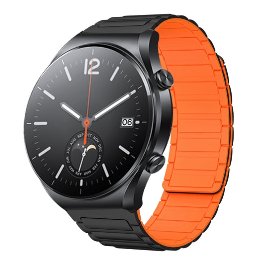 For Xiaomi Watch S1 22mm I-shaped Magnetic Silicone Watch Band(Black+Orange) by bashfashion