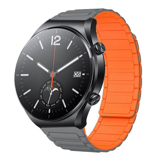 For Xiaomi Watch S1 22mm I-shaped Magnetic Silicone Watch Band(Gray+Orange) by bashfashion