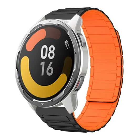For Xiaomi Watch Color 2 22mm I-shaped Magnetic Silicone Watch Band(Black+Orange) by bashfashion
