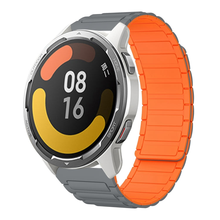 For Xiaomi Watch Color 2 22mm I-shaped Magnetic Silicone Watch Band(Gray+Orange) by bashfashion
