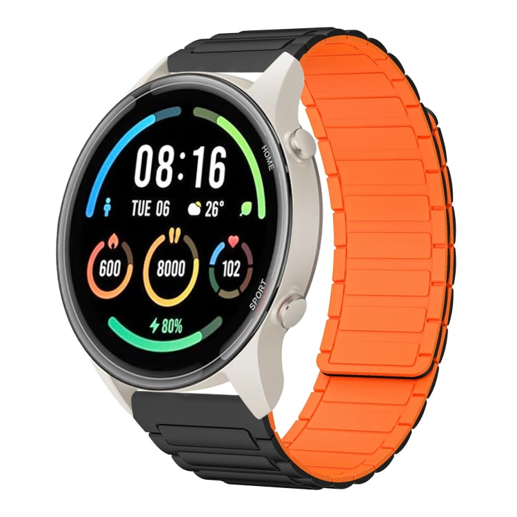 For Xiaomi Watch Sport 22mm I-shaped Magnetic Silicone Watch Band(Black+Orange) by bashfashion
