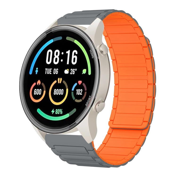 For Xiaomi Watch Sport 22mm I-shaped Magnetic Silicone Watch Band(Gray+Orange) by bashfashion
