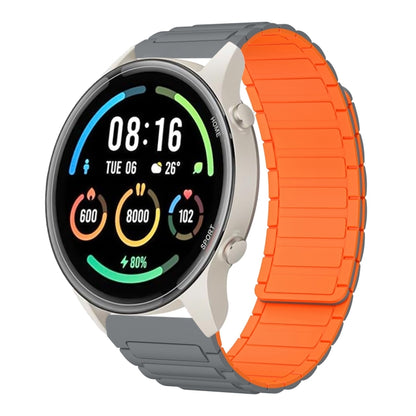 For Xiaomi Watch Sport 22mm I-shaped Magnetic Silicone Watch Band(Gray+Orange) by bashfashion
