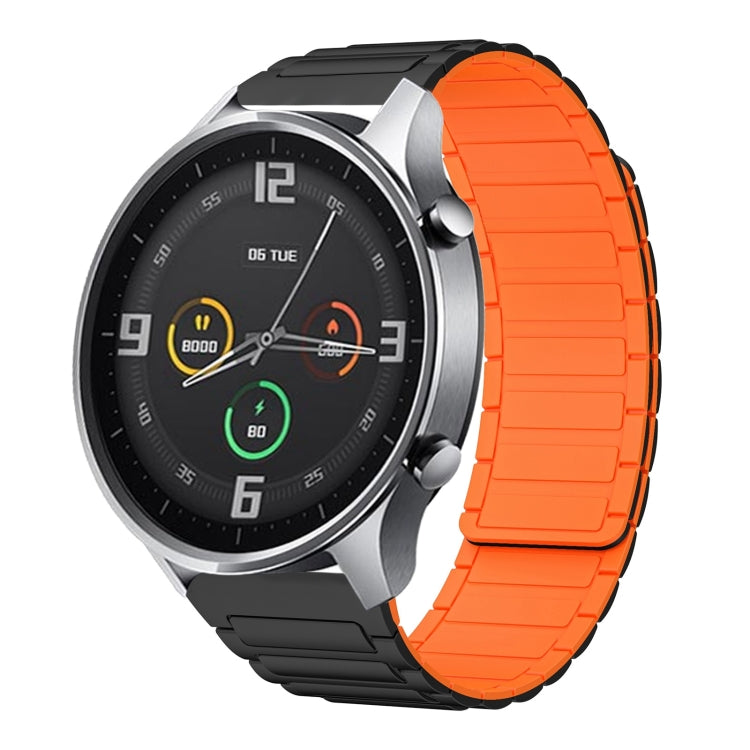 For Xiaomi Watch Color 22mm I-shaped Magnetic Silicone Watch Band(Black+Orange) by bashfashion