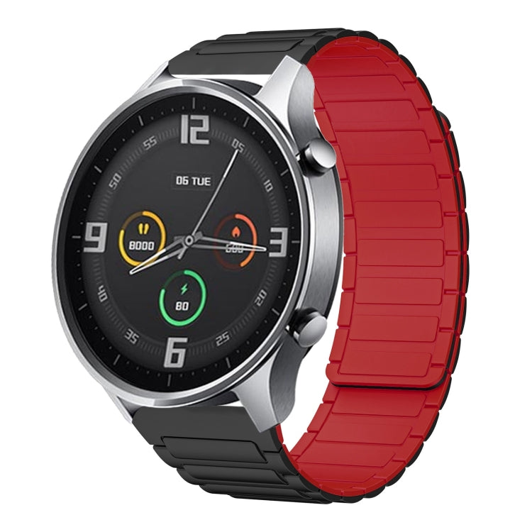 For Xiaomi Watch Color 22mm I-shaped Magnetic Silicone Watch Band(Black+Red) by bashfashion