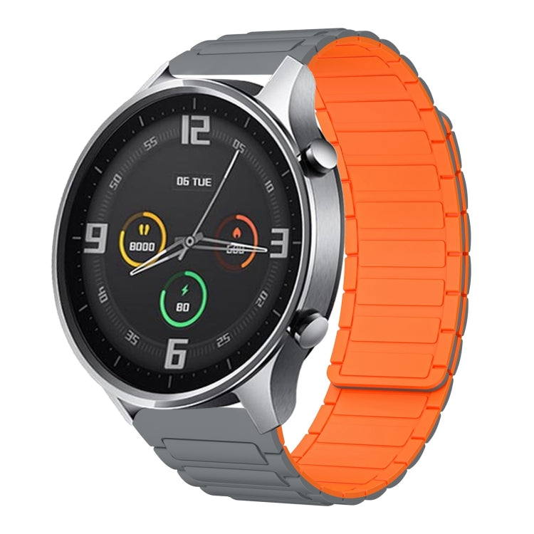 For Xiaomi Watch Color 22mm I-shaped Magnetic Silicone Watch Band(Gray+Orange) by bashfashion