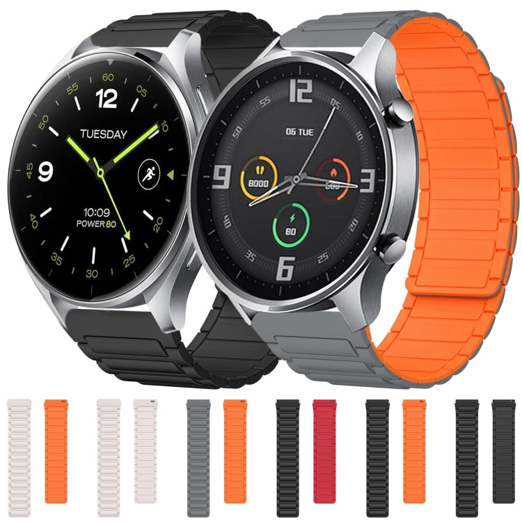 For Xiaomi Watch Color 22mm I-shaped Magnetic Silicone Watch Band(Gray+Orange) by bashfashion