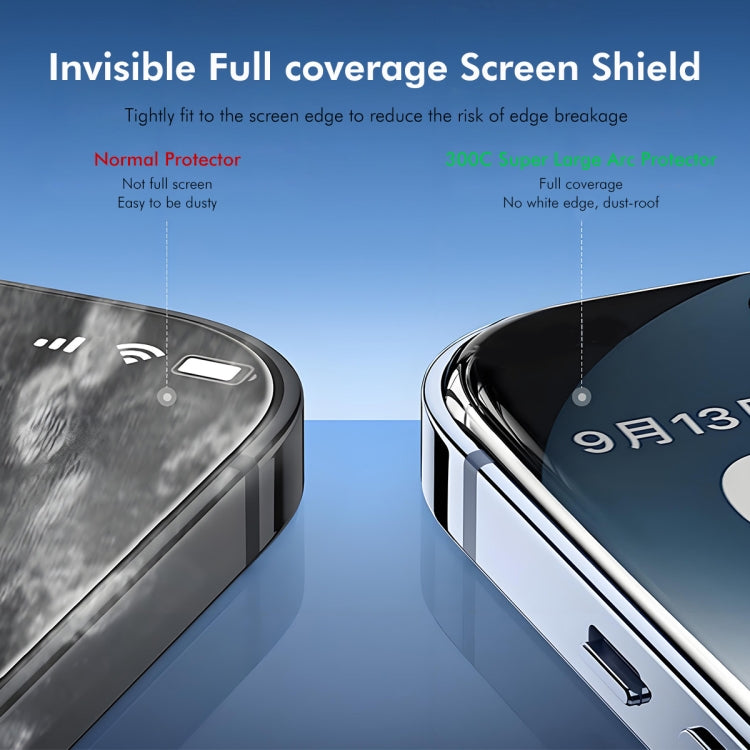 For iPhone 15 / 16 2pcs ENKAY 300C Super Large Arc Full Coverage High Aluminum-silicon Tempered Glass Film Black by ENKAY