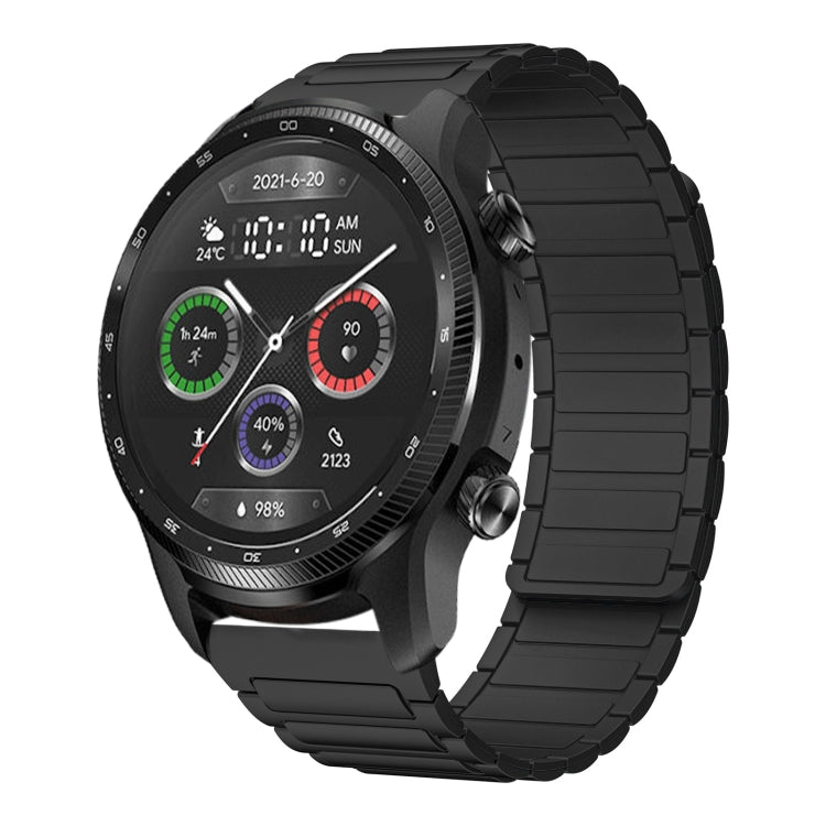 For Ticwatch Pro X 22mm I-shaped Magnetic Silicone Watch Band(Black) by bashfashion