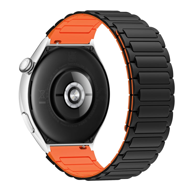 For Ticwatch Pro X 22mm I-shaped Magnetic Silicone Watch Band(Black+Orange) by bashfashion