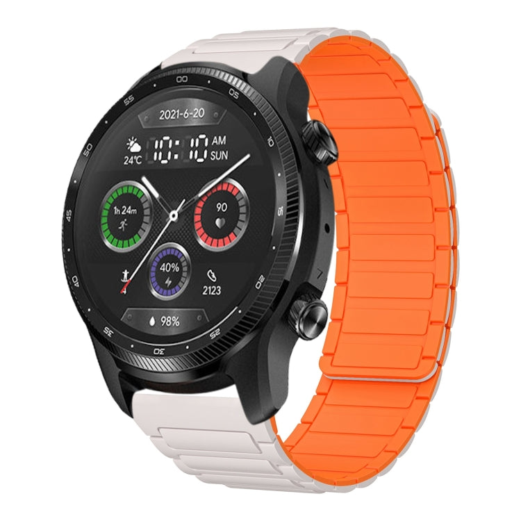 For Ticwatch Pro X 22mm I-shaped Magnetic Silicone Watch Band(Starlight+Orange) by bashfashion