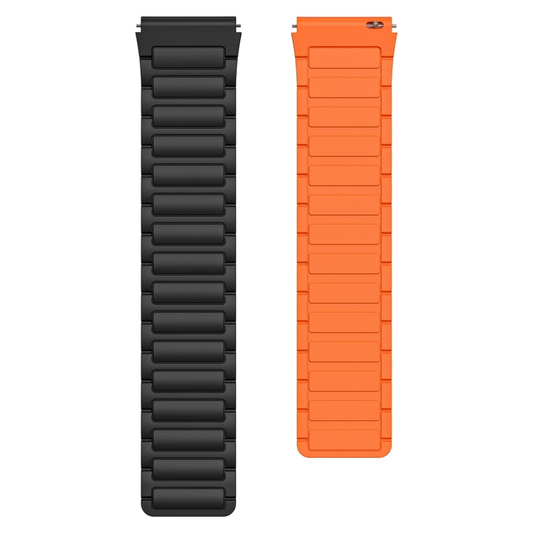 For Ticwatch Pro 3 Lite 22mm I-shaped Magnetic Silicone Watch Band(Black+Orange) by bashfashion