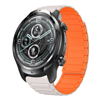 For Ticwatch Pro 3 Lite 22mm I-shaped Magnetic Silicone Watch Band(Starlight+Orange) by bashfashion