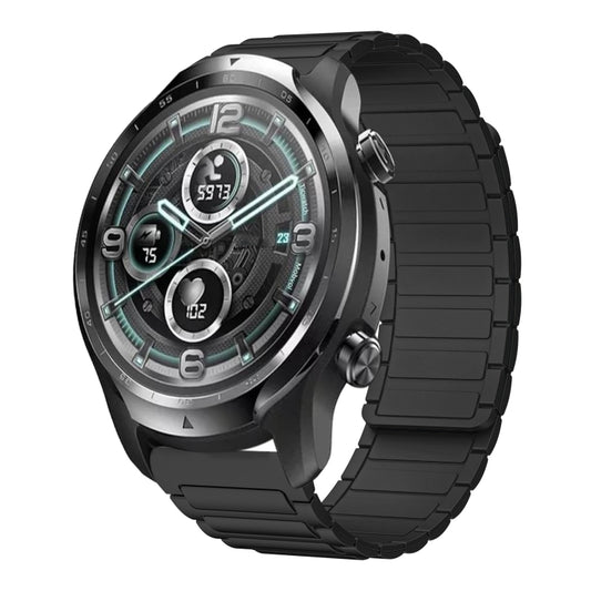 For Ticwatch Pro 3 22mm I-shaped Magnetic Silicone Watch Band(Black) by bashfashion