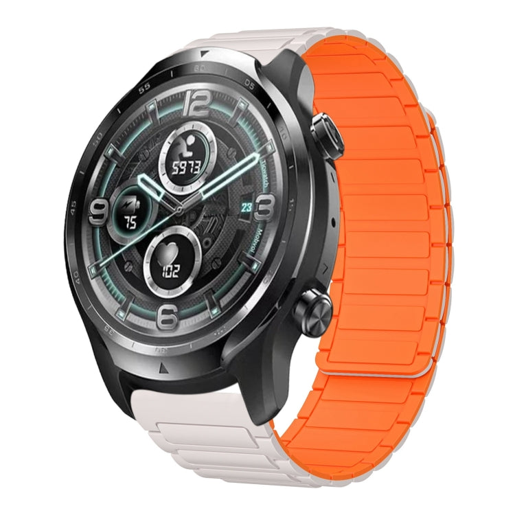 For Ticwatch Pro 3 22mm I-shaped Magnetic Silicone Watch Band(Starlight+Orange) by bashfashion
