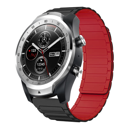 For Ticwatch Pro 2020 22mm I-shaped Magnetic Silicone Watch Band(Black+Red) by bashfashion