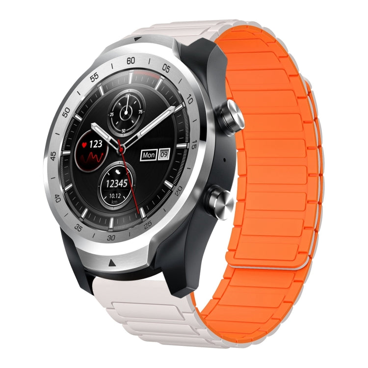 For Ticwatch Pro 2020 22mm I-shaped Magnetic Silicone Watch Band(Starlight+Orange) by bashfashion