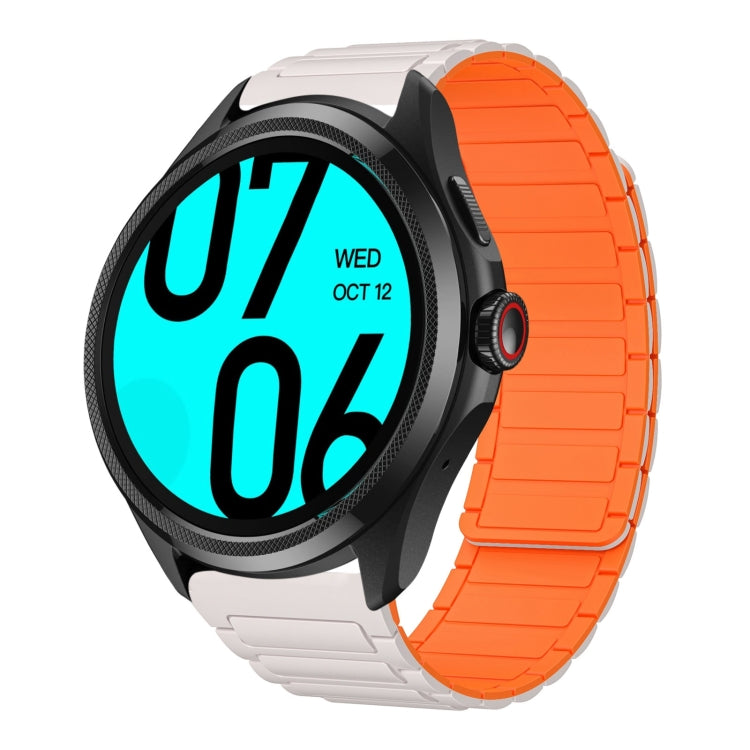 For Ticwatch Pro 2021 22mm I-shaped Magnetic Silicone Watch Band(Starlight+Orange) by bashfashion