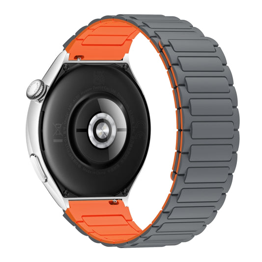 For Ticwatch GTX 22mm I-shaped Magnetic Silicone Watch Band(Gray+Orange) by bashfashion