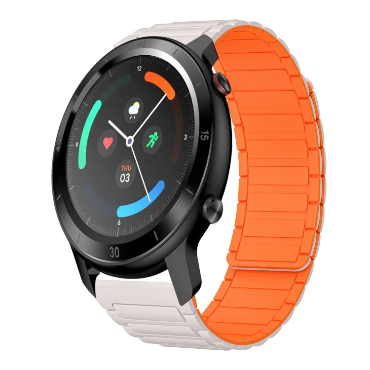 For Ticwatch GTX 22mm I-shaped Magnetic Silicone Watch Band(Starlight+Orange) by bashfashion
