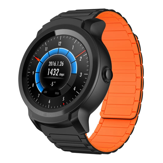 For Ticwatch E2 22mm I-shaped Magnetic Silicone Watch Band(Black+Orange) by bashfashion