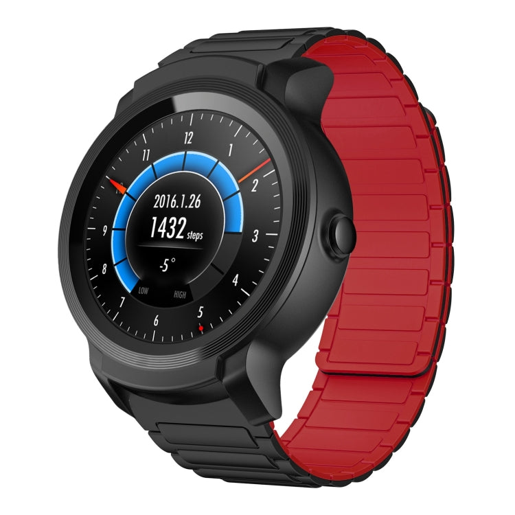 For Ticwatch E2 22mm I-shaped Magnetic Silicone Watch Band(Black+Red) by bashfashion