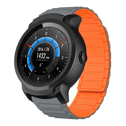 For Ticwatch E2 22mm I-shaped Magnetic Silicone Watch Band(Gray+Orange) by bashfashion