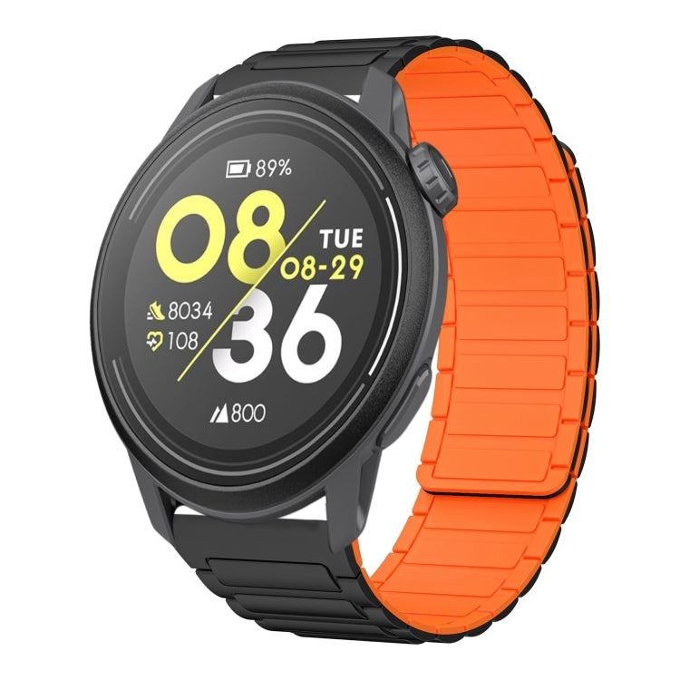 For COROS Pace 3 22mm I-shaped Magnetic Silicone Watch Band(Black+Orange) by bashfashion