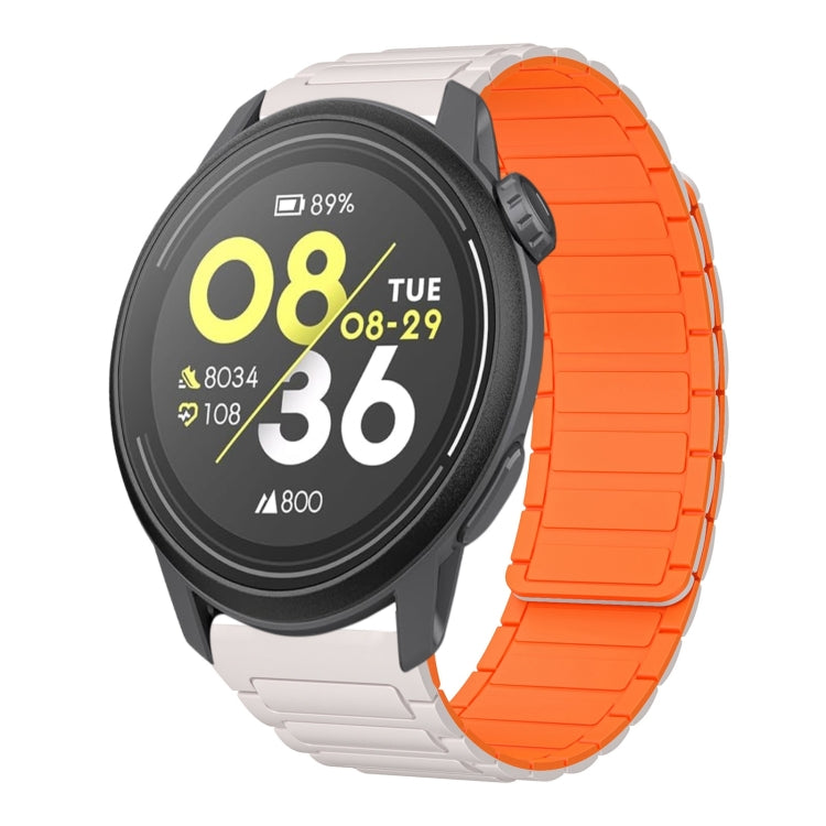 For COROS Pace 3 22mm I-shaped Magnetic Silicone Watch Band(Starlight+Orange) by bashfashion