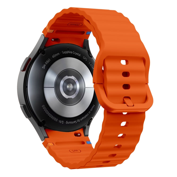For Samsung Galaxy Watch 7 40 / 44mm Wave Pattern Stitched Silicone Watch Band(Orange) by bashfashion
