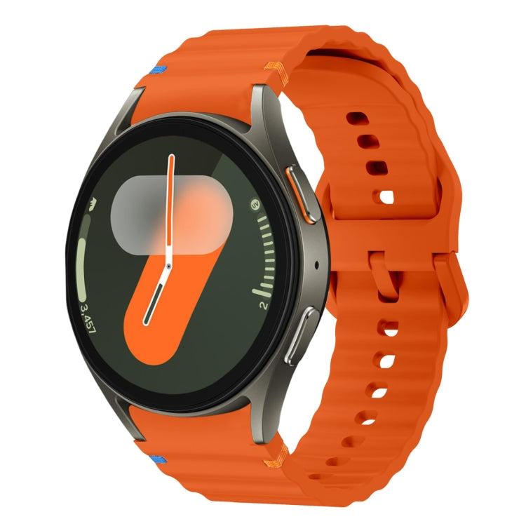 For Samsung Galaxy Watch 7 40 / 44mm Wave Pattern Stitched Silicone Watch Band(Orange) by bashfashion