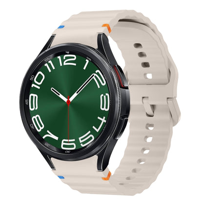 For Samsung Galaxy Watch 6 Classic Wave Pattern Stitched Silicone Watch Band(Starlight) by bashfashion