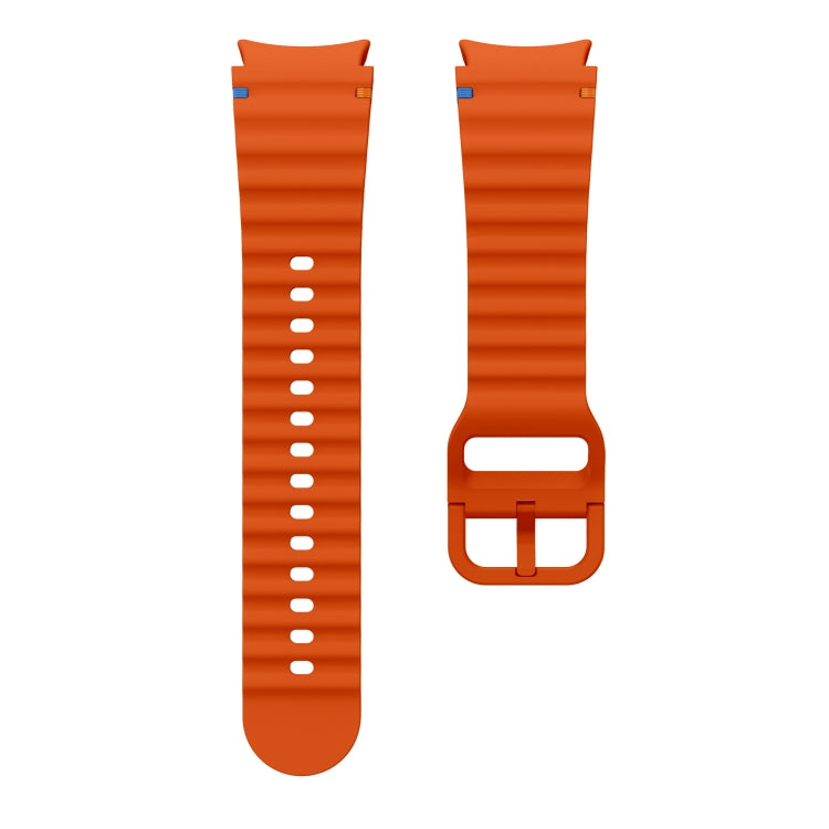For Samsung Galaxy Watch 6 Classic Wave Pattern Stitched Silicone Watch Band(Orange) by bashfashion
