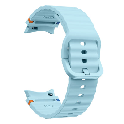 For Samsung Galaxy Watch 6 40 / 44mm Wave Pattern Stitched Silicone Watch Band(Light Blue) by bashfashion