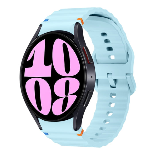 For Samsung Galaxy Watch 6 40 / 44mm Wave Pattern Stitched Silicone Watch Band(Light Blue) by bashfashion