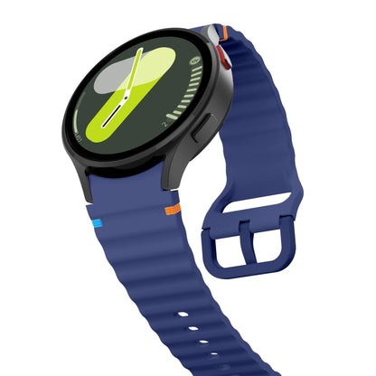 For Samsung Galaxy Watch 6 40 / 44mm Wave Pattern Stitched Silicone Watch Band(Dark Blue) by bashfashion