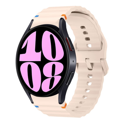 For Samsung Galaxy Watch 6 40 / 44mm Wave Pattern Stitched Silicone Watch Band(Pink) by bashfashion