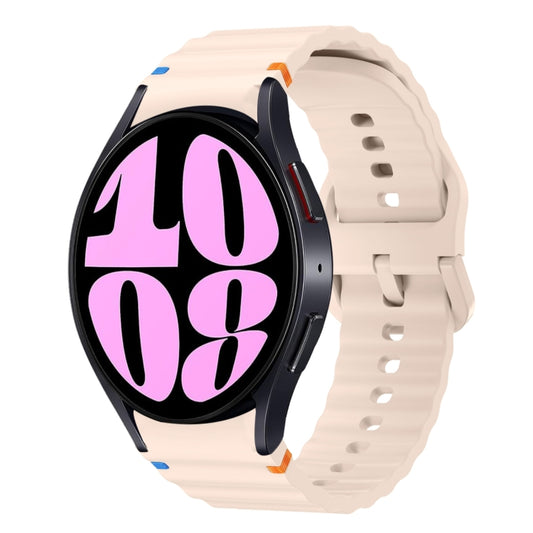 For Samsung Galaxy Watch 6 40 / 44mm Wave Pattern Stitched Silicone Watch Band(Pink) by bashfashion