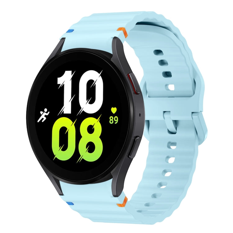 For Samsung Galaxy Watch 5 40 / 44mm Wave Pattern Stitched Silicone Watch Band(Light Blue) by bashfashion