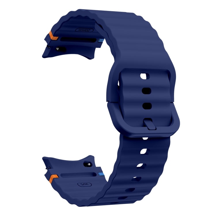 For Samsung Galaxy Watch 5 40 / 44mm Wave Pattern Stitched Silicone Watch Band(Dark Blue) by bashfashion