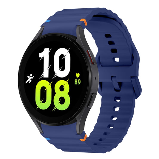 For Samsung Galaxy Watch 5 40 / 44mm Wave Pattern Stitched Silicone Watch Band(Dark Blue) by bashfashion