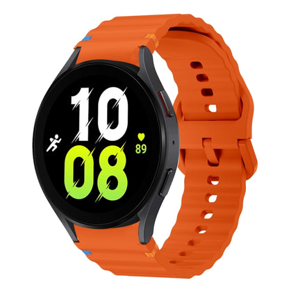 For Samsung Galaxy Watch 5 40 / 44mm Wave Pattern Stitched Silicone Watch Band(Orange) by bashfashion