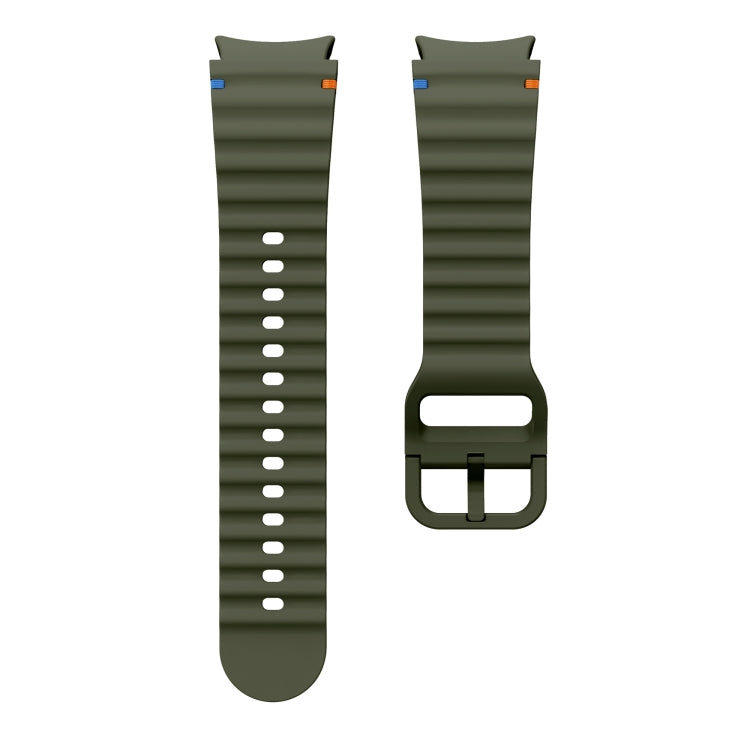 For Samsung Galaxy Watch 5 40 / 44mm Wave Pattern Stitched Silicone Watch Band(Army Green) by bashfashion