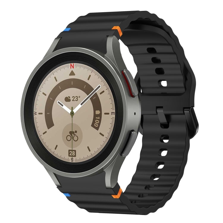 For Samsung Galaxy Watch 5 Pro Wave Pattern Stitched Silicone Watch Band(Black) by bashfashion