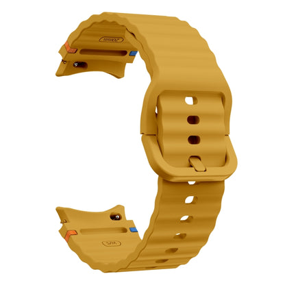 For Samsung Galaxy Watch 5 Pro Wave Pattern Stitched Silicone Watch Band(Yellow) by bashfashion